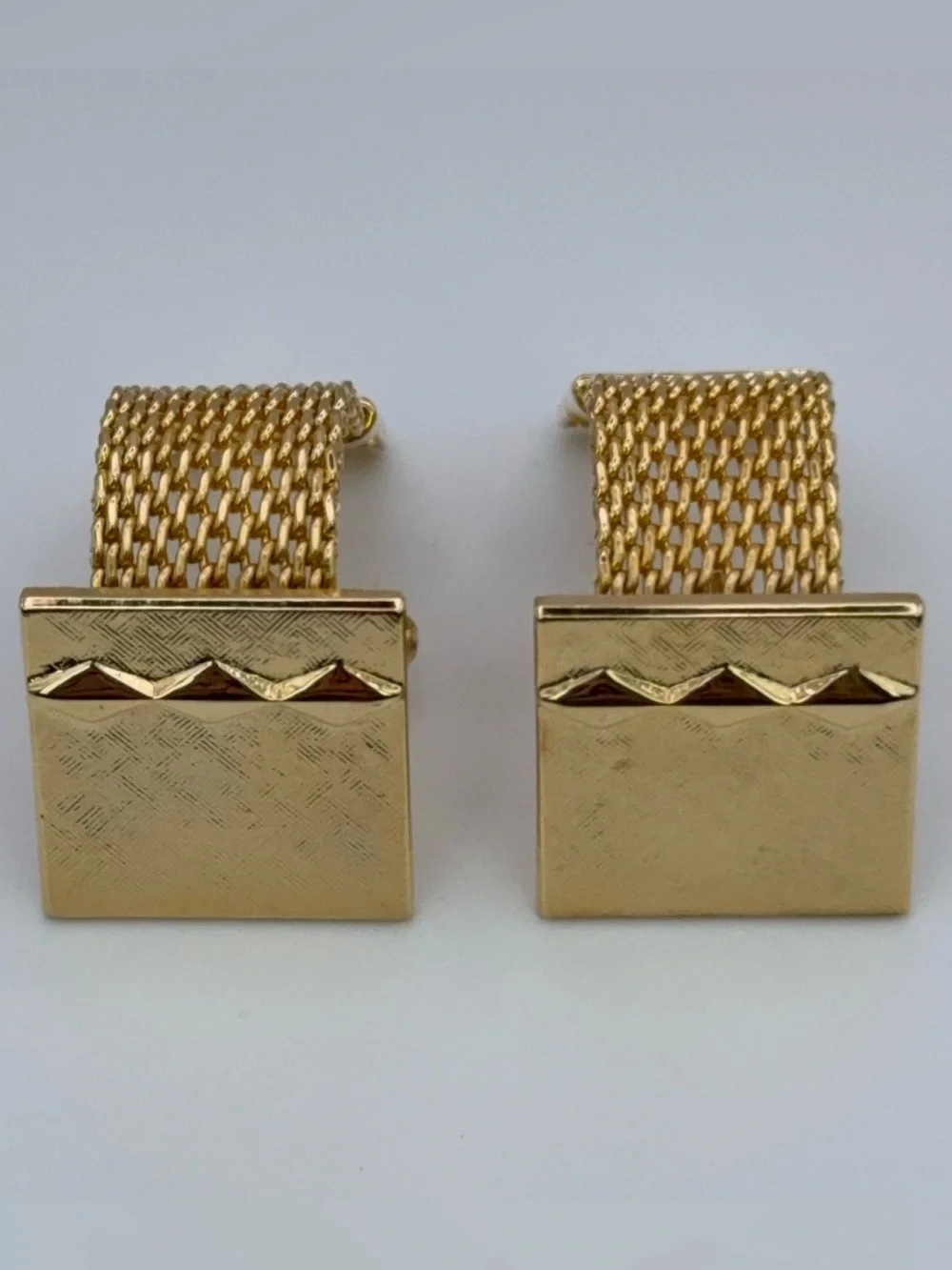 Textured Brushed Gold Tone Square Wrap Around Cufflinks